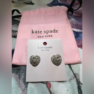 Kate spade something sparkly heart silver earrings